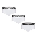 Kit de Calcinhas Puma Mini Boxer - Adulto - 3 Unds BRANCO/PRETO