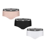 Kit de Calcinhas Puma Mini Boxer - Adulto - 3 Unds PRETO/BRANCO