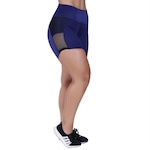 Short Orbis Fitness Meia Coxa Detalhe Tela Cirrê Textura - Feminino AZUL