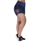 Short Orbis Fitness Meia Coxa Detalhe Tela Cirrê Textura - Feminino AZUL ESC/AZUL