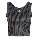 Top Fitness Cropped adidas AEROREADY Designed to Move Tiger-Print - Adulto CINZA ESCURO