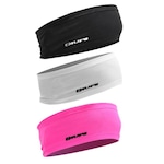 Kit Testeira Hupi para Corrida Headband Faixa de Cabeça Lisas com 3 Unidades PRETO/ROSA