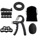 Kit Fortalecedor de Mão Yangfit: Hand Grip + Mola para Dedos + Exercitador de Silicone + Anel para Reabilitação + Bola Terapia + Bolsa PRETO