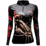 Camiseta de Pesca King Brasil Pirarara Proteção Solar UV50+ - Feminina PRETO