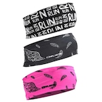 Kit Testeira Headband Hupi Run - 3 Unidades PRETO/ROSA