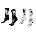 Kit Meia Hupi Corrida Run com 02 Pares - 36 ao 42 - Adulto PRETO/BRANCO