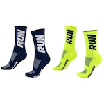 Kit Meia Hupi Corrida Run com 02 Pares - 36 ao 42 - Adulto AZUL/AMARELO ESC