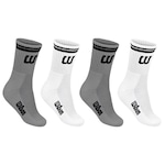 Kit de Meia Cano Longo Wilson com 4 Pares - Masculino BRANCO/CINZA