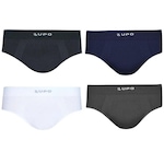 Cueca Slip Lupo Modal sem Costura - 4 unidades BRANCO/AZUL