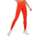 Calça Legging Alto Giro Suplex com Galões - Feminina LARANJA/BRANCO