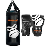 Kit Gorilla Saco De Pancada + Luva Boxe Kit Muay-Thai - Infantil PRETO