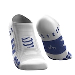 Meia de Compressão Invisível Compressport No Show Socks - Adulto BRANCO/AZUL