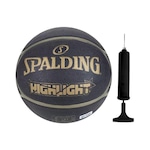 Bola de Basquete Spalding Highlight + Bomba de Ar PRETO/OURO