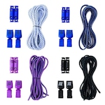 Kit Cadarços Elásticos HUPI Laces com 04 Pares AZUL ESC/AZUL CLA