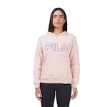 Blusão de Moletom Canguru Fila com Capuz Letter Outiline - Feminino ROSA