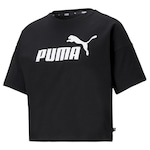 Camiseta Puma Essentials Cropped Logo Tee - Feminina PRETO/BRANCO