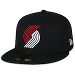 Boné Aba Reta New Era 59Fifty Aba Reta NBA PORTLAND TRAIL BLAZERS Aba Reta Fitted New Era PRETO