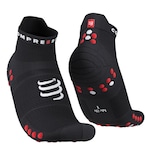 Meia de Compressão Cano Curto Compressport para Corrida Run Low V4 - Unissex PRETO/VERMELHO