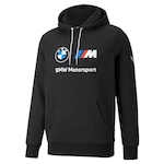 Blusa de Moletom Puma Masculina com Capuz BMW Essentials Fleece PRETO/AZUL