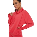 Blusão de Moletom com Capuz Alto Giro Botsuana Jacquard - Feminino ROSA