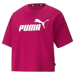 Blusa Feminina Manga Curta Cropped Puma Essentials Logo Tee BRANCO/PRETO