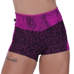 Shorts Orbis Fitness Recortes Poliamida Cós Alto - Feminino PRETO/ROSA