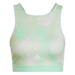 Top Fitness adidas LS BRA AOP Multicores - Feminino VERDE CLARO