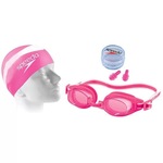 Kit Natação SLC Speedo Touca Óculos e Protetor Swim Starters - Adulto ROSA