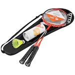 Kit Badminton Vollo com 2 Raquetes + 3 Petecas LARANJA/PRETO