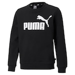 Blusão de Moletom Puma Essentials Big Logo Crew - Masculino PRETO/BRANCO