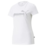 Camiseta Puma Essentials Metallic Logo - Feminina BRANCO/PRATA