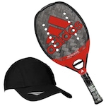 Kit Beach Tennis Raquete adidas Metalbone + Boné PRETO/VERMELHO