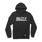 Blusão de Moletom com Capuz Grizzly Canguru Stamp Hoodie - Masculino PRETO