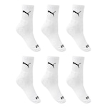 Kit 6 Pares de Meias Puma Esportiva Cano Médio - Feminino BRANCO