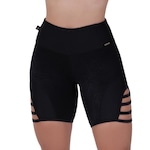 Bermuda Fitness Orbis Fitness Meia Coxa Tiras Lateral Cirrê Liso e Relevo - Feminina PRETO