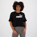 Camiseta Cropped Puma Ess Logo - Feminina PRETO