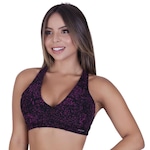 Top com Bojo Fitness Orbis Fitness Removível Alças Largas Cruzado Costas - Adulto PRETO/ROSA