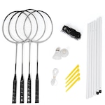 Kit Badminton Hyper Lazer Completo com 04 Raquetes 02 Petecas Rede e Postes CINZA