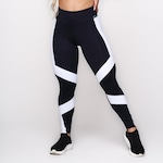 Calça Legging AVA Fitness Wear Suplex Poliamida com Recorte - Feminina PRETO/BRANCO