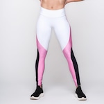 Calça Legging AVA Fitness Wear Suplex Poliamida com Recorte - Feminina BRANCO/ROSA