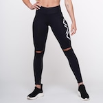 Calça Legging AVA Fitness Wear Suplex Poliamida Abertura no Joelho - Feminina PRETO