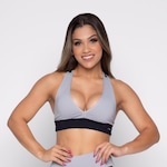 Top Fitness AVA Fitness Wear Suplex Polimida com Recorte - Adulto PRETO/CINZA