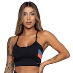 Top Fitness AVA Fitness Wear Suplex Recorte - Adulto PRETO/LARANJA