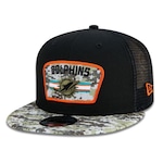 Boné Aba Reta New Era Miami Dolphins 950 NFL 21 Salute Service - Snapback - Adulto PRETO