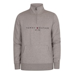 Blusão de Moletom sem Capuz Canguru Tommy Hilfiger Logo Mockneck Gy - Masculino CINZA