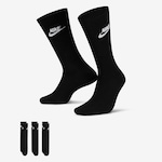 Meia Cano Alto Nike Sportswear Everyday Essential - 3 Pares - Adulto PRETO