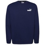 Blusão De Moletom Puma Ess Small Logo Crew - Masculino AZUL ESC/BRANCO