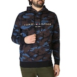 Blusão de Moletom com Capuz Canguru Tommy Hilfiger Camo Logo Hoody - Masculino AZUL