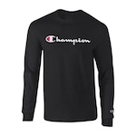 Camiseta Champion Manga Longa Malhao Script Embroidery Logo - Masculina PRETO