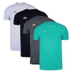 Kit de Camisetas Penalty X com 4 Unidades - Masculina BRANCO/VERDE